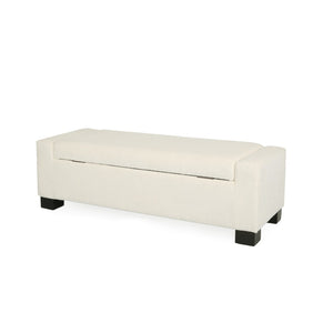 English Elm 50" Rectangular Storage Ottoman Bench Textured Fabric Hinged Lid Birch Legs Living N767P397108W