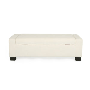 English Elm 50" Rectangular Storage Ottoman Bench Textured Fabric Hinged Lid Birch Legs Living N767P397108W