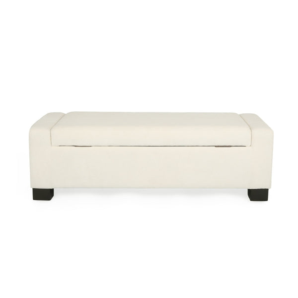 English Elm 50" Rectangular Storage Ottoman Bench Textured Fabric Hinged Lid Birch Legs Living N767P397108W