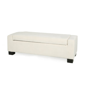 English Elm 50" Rectangular Storage Ottoman Bench Textured Fabric Hinged Lid Birch Legs Living N767P397108W