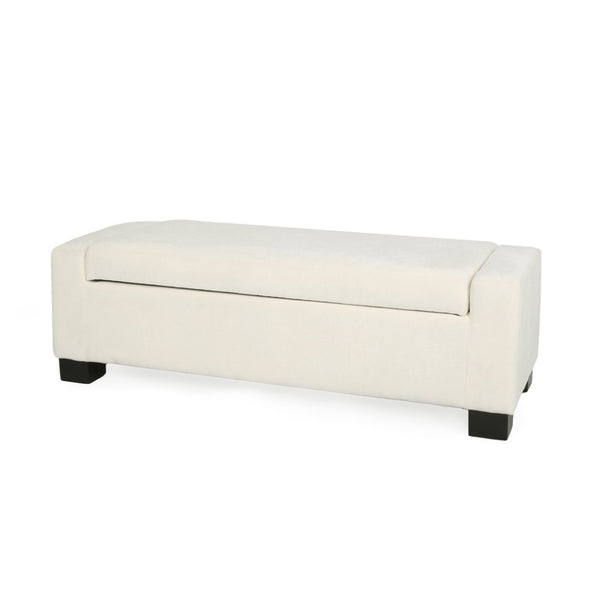 English Elm 50" Rectangular Storage Ottoman Bench Textured Fabric Hinged Lid Birch Legs Living N767P397108W