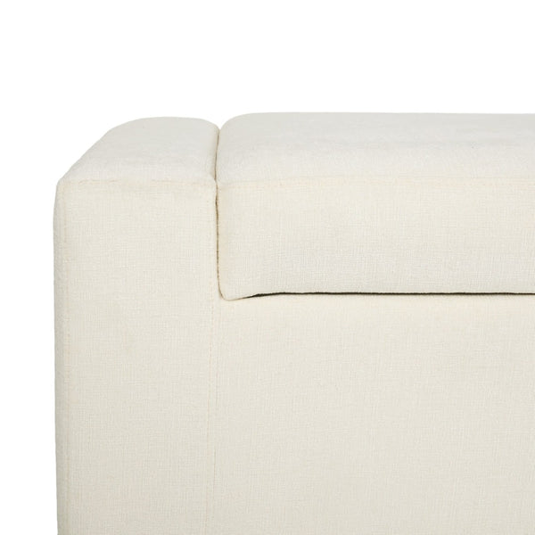 English Elm 50" Rectangular Storage Ottoman Bench Textured Fabric Hinged Lid Birch Legs Living N767P397108W