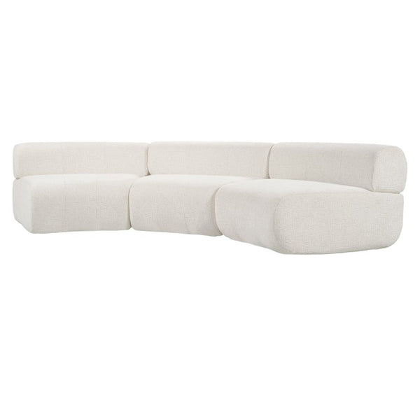 English Elm 118.5 Curved Modular Sectional Sofa Three Piece Polyester Foam Living Room Seating Beige N767P398936B