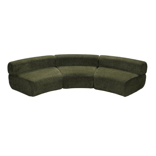 English Elm 118.5 Curved Modular Sectional Sofa Three Piece Polyester Foam Living Room Seating Green N767P398936G