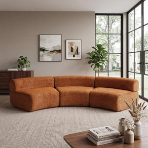 English Elm 118.5 Curved Modular Sectional Sofa with High Density Foam No Assembly Required Orange 118.5 inches N767P398936O