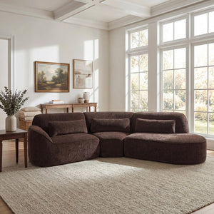 English Elm 123 Inch Curved 3 Piece Sectional Sofa with Chaise Plush Lambs Wool Living Room N767P416756D