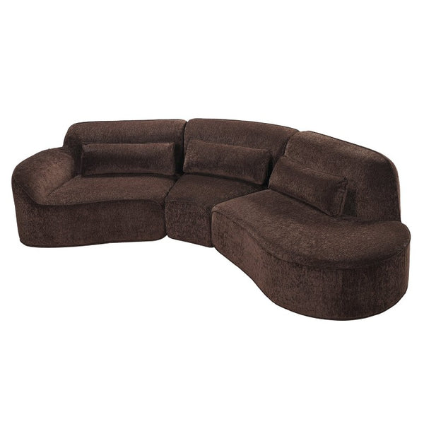 English Elm 123 Inch Curved 3 Piece Sectional Sofa with Chaise Plush Lambs Wool Living Room N767P416756D