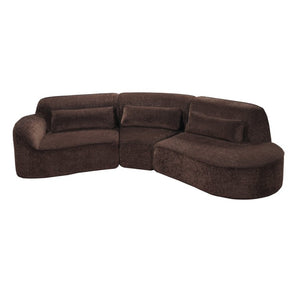 English Elm 123 Inch Curved 3 Piece Sectional Sofa with Chaise Plush Lambs Wool Living Room N767P416756D
