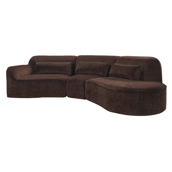 English Elm 123 Inch Curved 3 Piece Sectional Sofa with Chaise Plush Lambs Wool Living Room N767P416756D