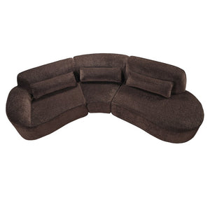 English Elm 123 Inch Curved 3 Piece Sectional Sofa with Chaise Plush Lambs Wool Living Room N767P416756D