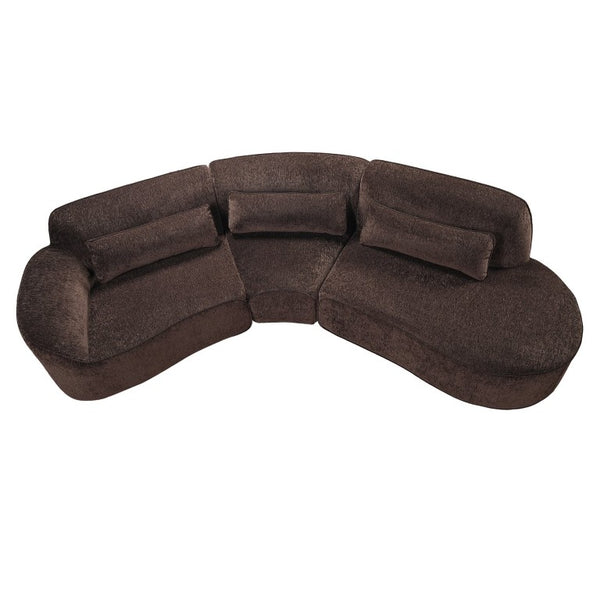 English Elm 123 Inch Curved 3 Piece Sectional Sofa with Chaise Plush Lambs Wool Living Room N767P416756D