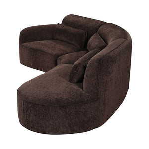 English Elm 123 Inch Curved 3 Piece Sectional Sofa with Chaise Plush Lambs Wool Living Room N767P416756D