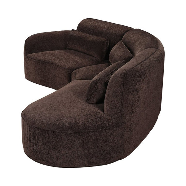 English Elm 123 Inch Curved 3 Piece Sectional Sofa with Chaise Plush Lambs Wool Living Room N767P416756D