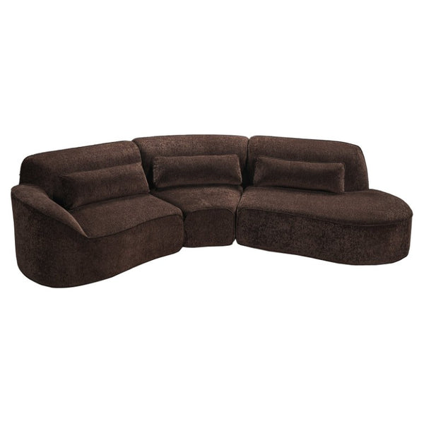 English Elm 123 Inch Curved 3 Piece Sectional Sofa with Chaise Plush Lambs Wool Living Room N767P416756D