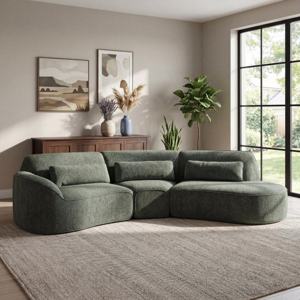 English Elm 118.5 Curved Modular Sectional Sofa with High Density Foam No Assembly Required Green 123 inches N767P416756G