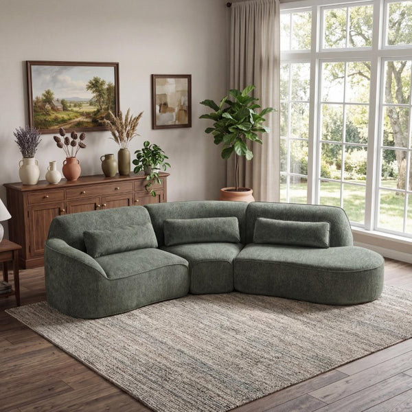 English Elm 118.5 Curved Modular Sectional Sofa with High Density Foam No Assembly Required Green 123 inches N767P416756G