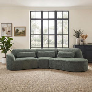 English Elm 118.5 Curved Modular Sectional Sofa with High Density Foam No Assembly Required Green 123 inches N767P416756G