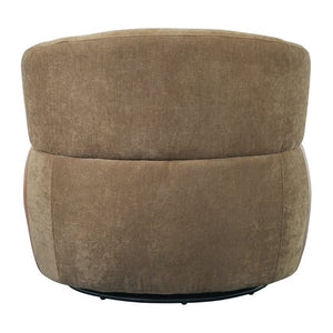 English Elm 360° Swivel Barrel Accent Chair Polyester and PU Leather Padded Seat for Living Room Brown N767P422941B