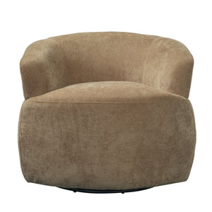 English Elm 360° Swivel Barrel Accent Chair Polyester and PU Leather Padded Seat for Living Room Brown N767P422941B