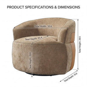 English Elm 360° Swivel Barrel Accent Chair Polyester and PU Leather Padded Seat for Living Room Brown N767P422941B