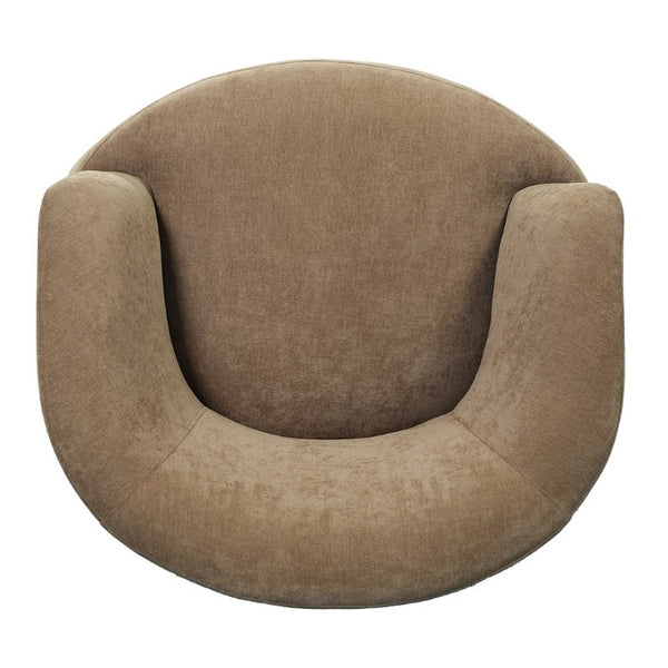 English Elm 360° Swivel Barrel Accent Chair Polyester and PU Leather Padded Seat for Living Room Brown N767P422941B