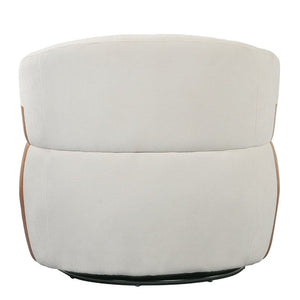 English Elm 360° Swivel Barrel Accent Chair Polyester and PU Leather Padded Seat for Living Room White N767P422941W