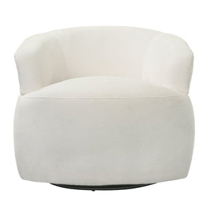 English Elm 360° Swivel Barrel Accent Chair Polyester and PU Leather Padded Seat for Living Room White N767P422941W