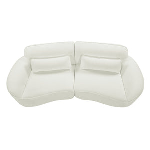 English Elm 95 Inch Curved Sectional Sofa with Chaise Plush Wool-Like Fabric Retro Modern Living Room Beige N767P437336B