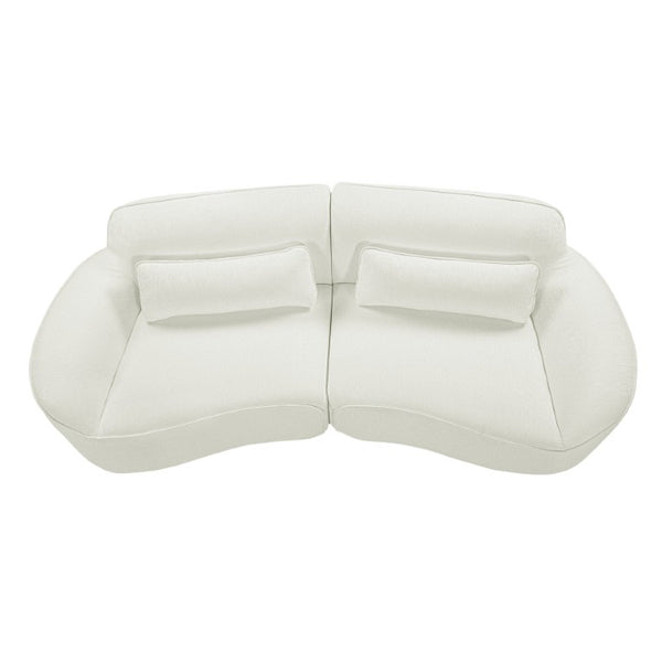 English Elm 95 Inch Curved Sectional Sofa with Chaise Plush Wool-Like Fabric Retro Modern Living Room Beige N767P437336B