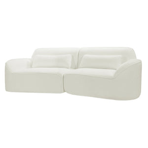 English Elm 95 Inch Curved Sectional Sofa with Chaise Plush Wool-Like Fabric Retro Modern Living Room Beige N767P437336B