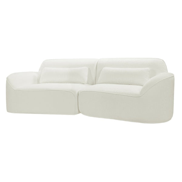 English Elm 95 Inch Curved Sectional Sofa with Chaise Plush Wool-Like Fabric Retro Modern Living Room Beige N767P437336B