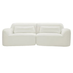 English Elm 95 Inch Curved Sectional Sofa with Chaise Plush Wool-Like Fabric Retro Modern Living Room Beige N767P437336B