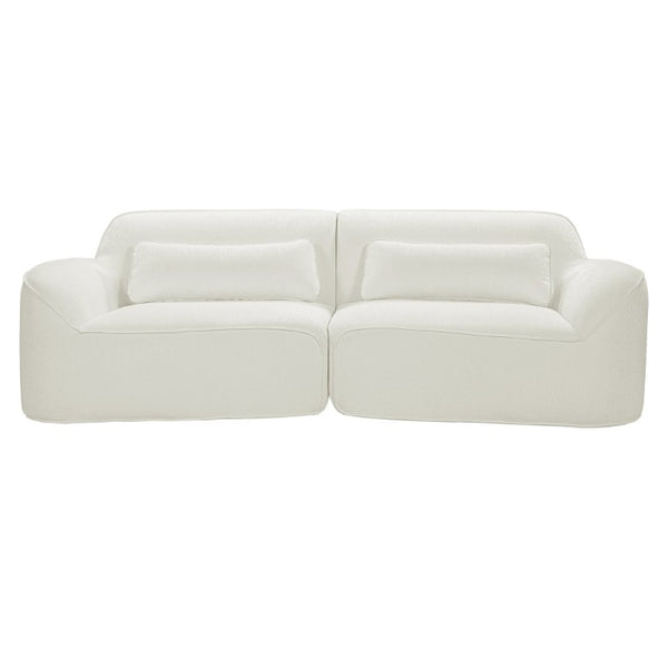 English Elm 95 Inch Curved Sectional Sofa with Chaise Plush Wool-Like Fabric Retro Modern Living Room Beige N767P437336B
