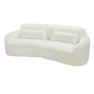 English Elm 95 Inch Curved Sectional Sofa with Chaise Plush Wool-Like Fabric Retro Modern Living Room Beige N767P437336B