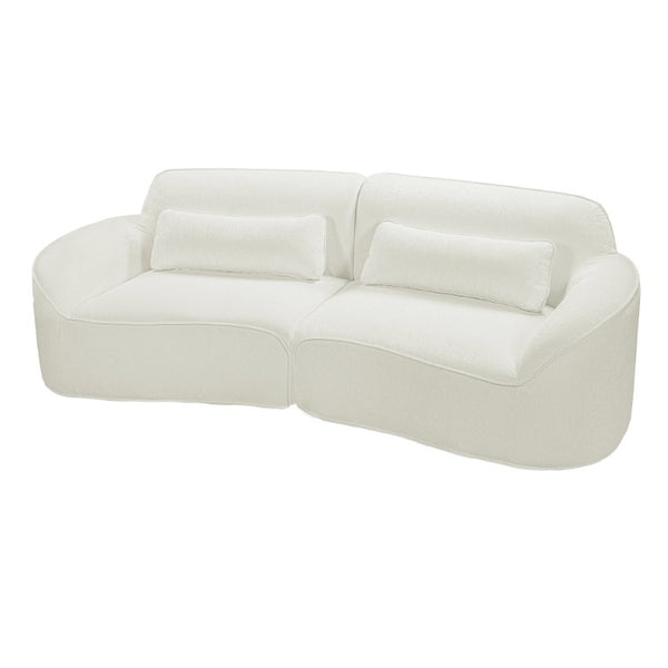 English Elm 95 Inch Curved Sectional Sofa with Chaise Plush Wool-Like Fabric Retro Modern Living Room Beige N767P437336B