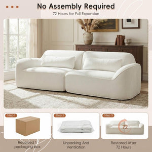 English Elm 95 Inch Curved Sectional Sofa with Chaise Plush Wool-Like Fabric Retro Modern Living Room Beige N767P437336B