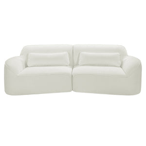 English Elm 95 Inch Curved Sectional Sofa with Chaise Plush Wool-Like Fabric Retro Modern Living Room Beige N767P437336B
