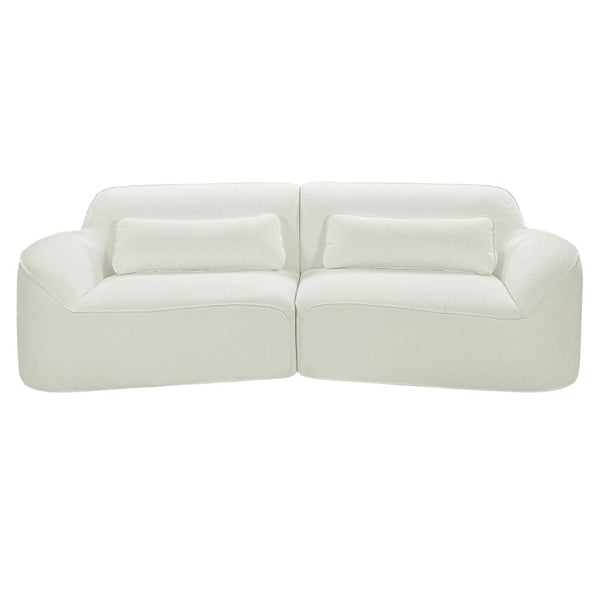 English Elm 95 Inch Curved Sectional Sofa with Chaise Plush Wool-Like Fabric Retro Modern Living Room Beige N767P437336B