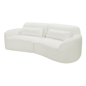 English Elm 95 Inch Curved Sectional Sofa with Chaise Plush Wool-Like Fabric Retro Modern Living Room Beige N767P437336B