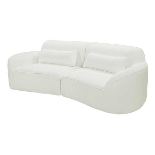 English Elm 95 Inch Curved Sectional Sofa with Chaise Plush Wool-Like Fabric Retro Modern Living Room Beige N767P437336B