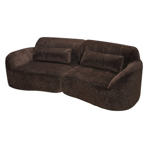 English Elm 95 Inch Curved Sectional Sofa with Chaise Plush Wool Fabric Retro Modern Living Room N767P437336D