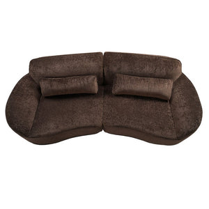English Elm 95 Inch Curved Sectional Sofa with Chaise Plush Wool Fabric Retro Modern Living Room N767P437336D