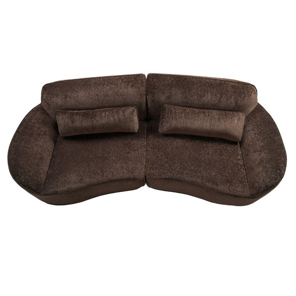 English Elm 95 Inch Curved Sectional Sofa with Chaise Plush Wool Fabric Retro Modern Living Room N767P437336D