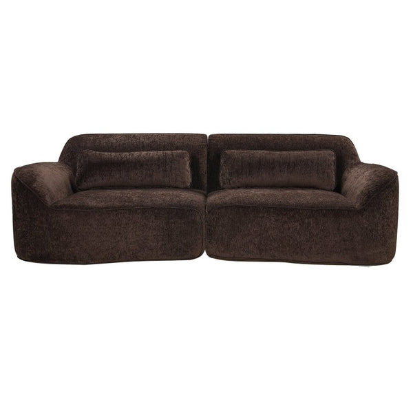 English Elm 95 Inch Curved Sectional Sofa with Chaise Plush Wool Fabric Retro Modern Living Room N767P437336D