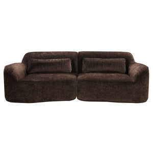 English Elm 95 Inch Curved Sectional Sofa with Chaise Plush Wool Fabric Retro Modern Living Room N767P437336D