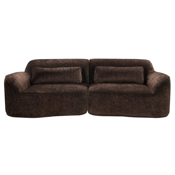 English Elm 95 Inch Curved Sectional Sofa with Chaise Plush Wool Fabric Retro Modern Living Room N767P437336D