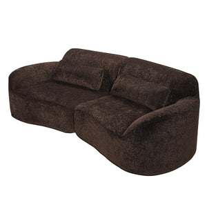 English Elm 95 Inch Curved Sectional Sofa with Chaise Plush Wool Fabric Retro Modern Living Room N767P437336D