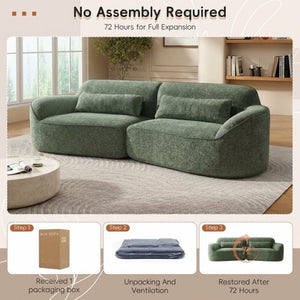 English Elm 95 Inch Curved Sectional Sofa with Chaise Plush Wool-Like Fabric Retro Modern Living Room Green N767P437336G