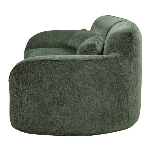 English Elm 95 Inch Curved Sectional Sofa with Chaise Plush Wool-Like Fabric Retro Modern Living Room Green N767P437336G