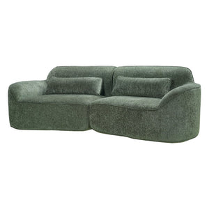 English Elm 95 Inch Curved Sectional Sofa with Chaise Plush Wool-Like Fabric Retro Modern Living Room Green N767P437336G